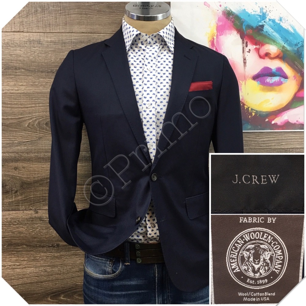 J CREW LUDLOW Mens Blazer‎ Sport Coat Casual Jacket Size 36S Wool Cotton Suit